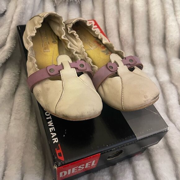 Diesel flats/shoes cream & purple size 6.5 - Picture 3 of 6